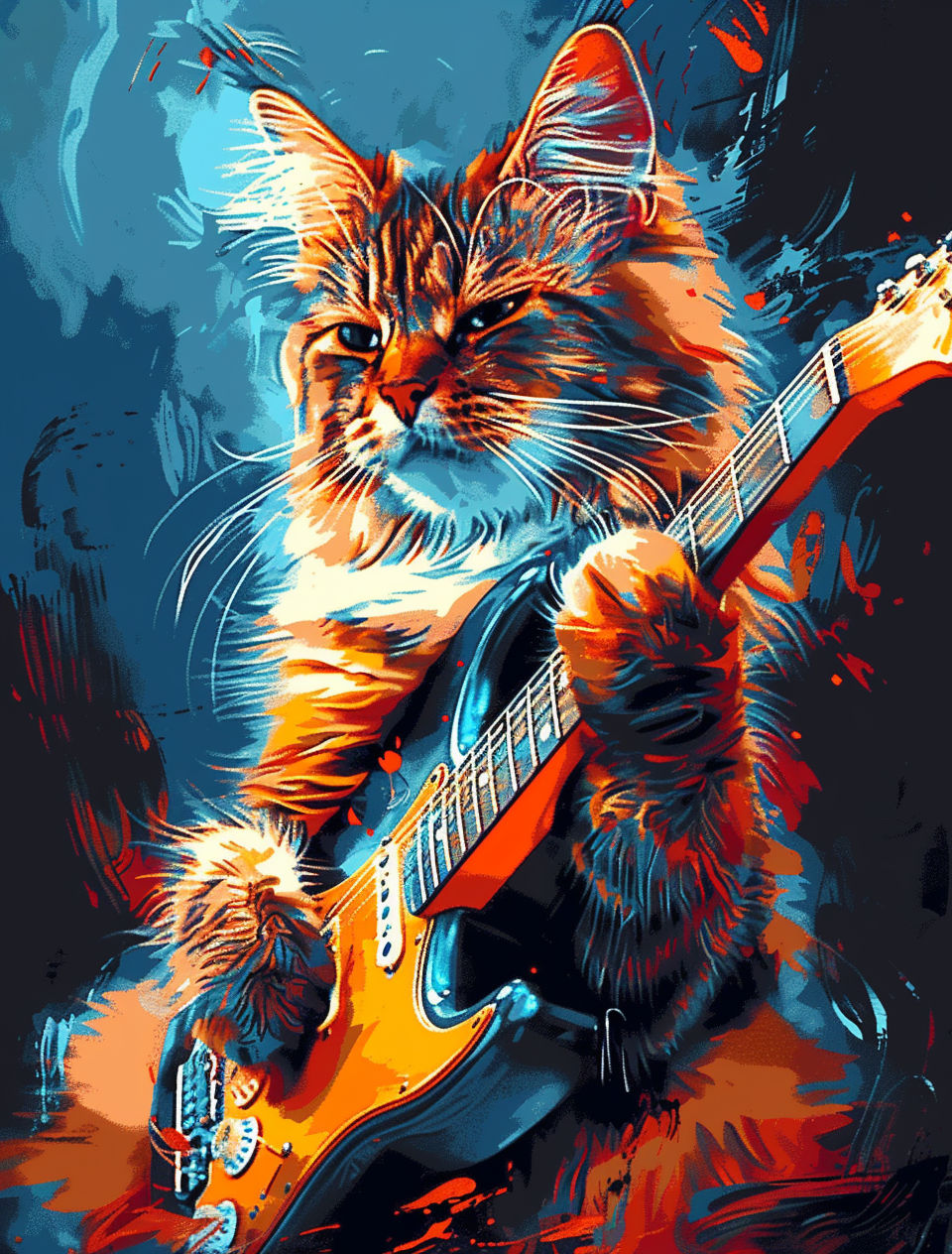 Abstract Rocker Cat Paint By Numbers