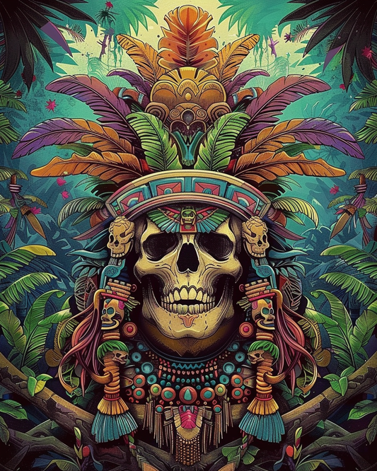 Aztec Skull in the Jungle II (Paint by Numbers)