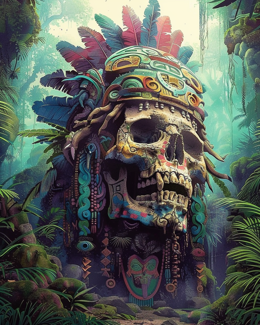 Aztec Skull in the Jungle I (Paint by Numbers)
