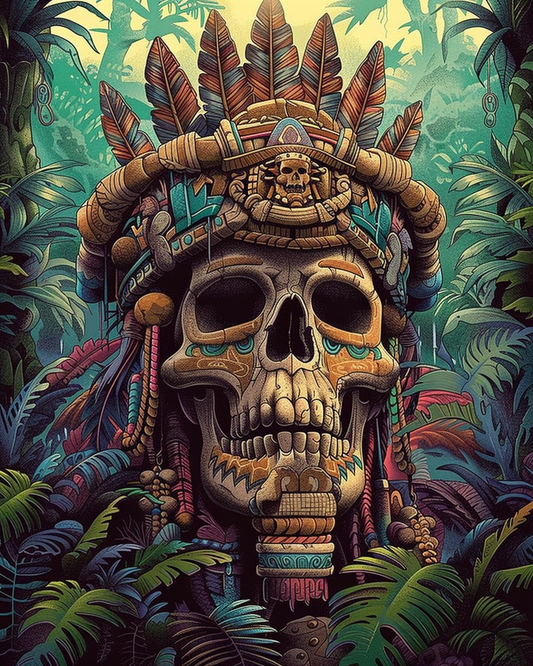 Aztec Skull in the Jungle V (Paint by Numbers)