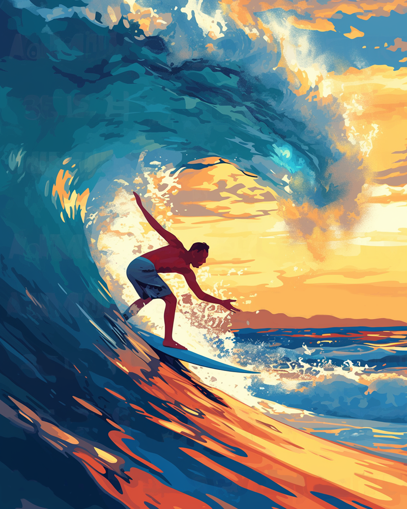 Big Wave Surfing Man