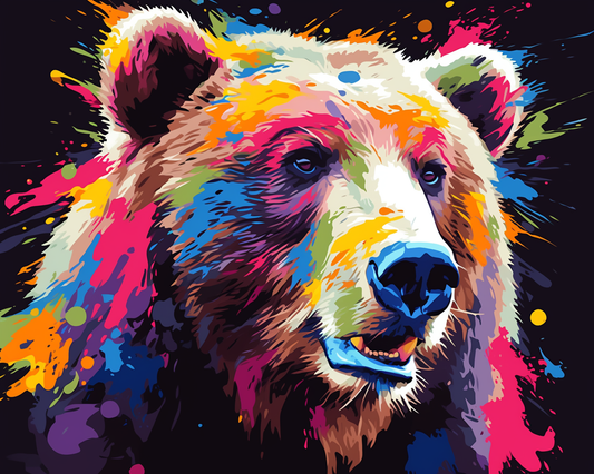 Colorful Abstract Bear Paint By Numbers