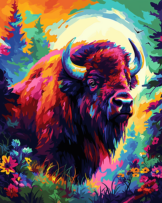 Colorful Abstract Bison Paint By Numbers