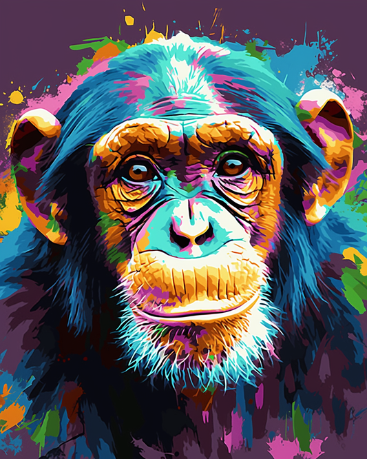 Colorful Abstract Chimpanzee Paint By Numbers