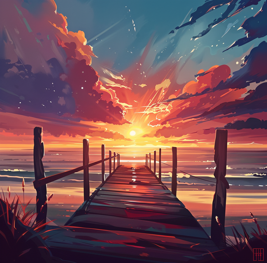 Dramatic Beach Boardwalk Paint by Numbers