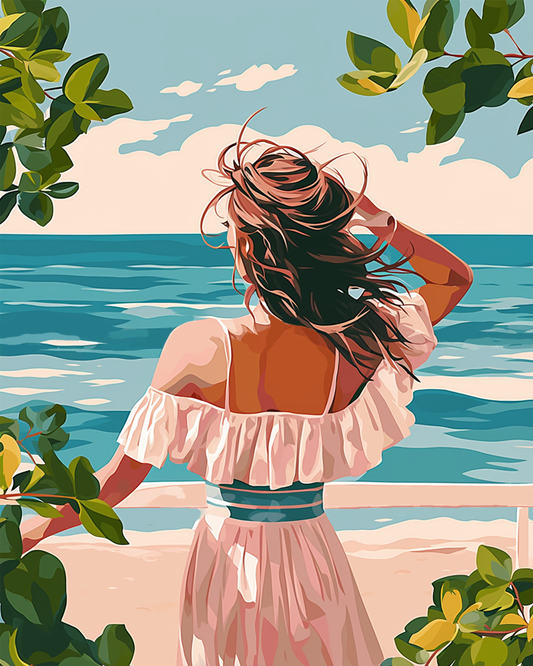 Girl Enjoy the Beach view
