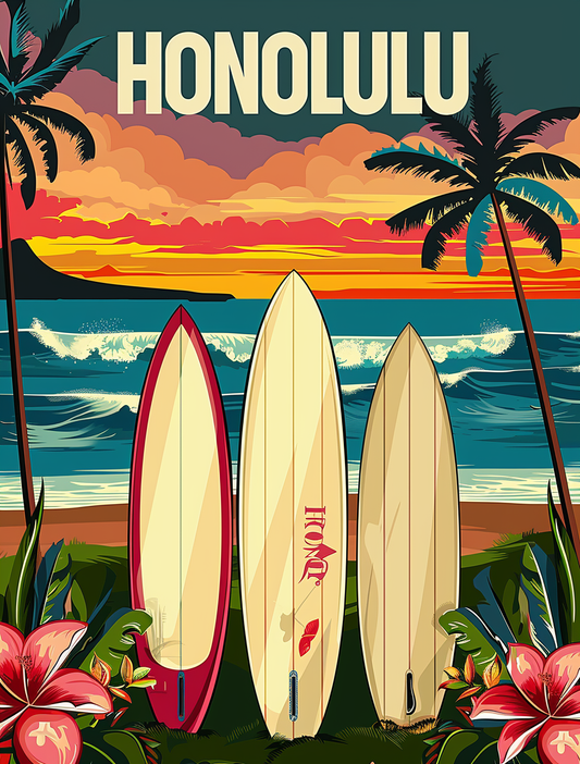 Honolulu Travel Poster Paint By Numbers