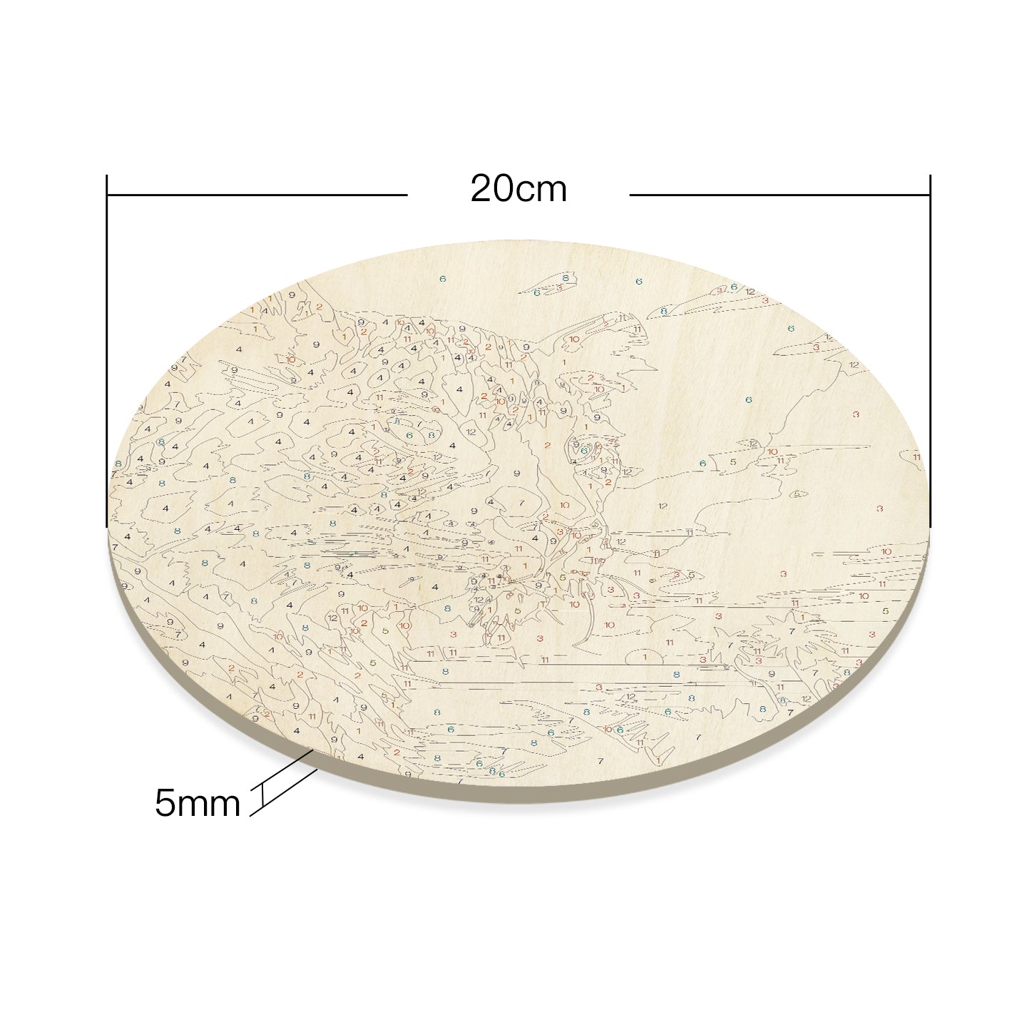 Fierce Leopard DIY. Paint by numbers on Wood Slice. 20cm.