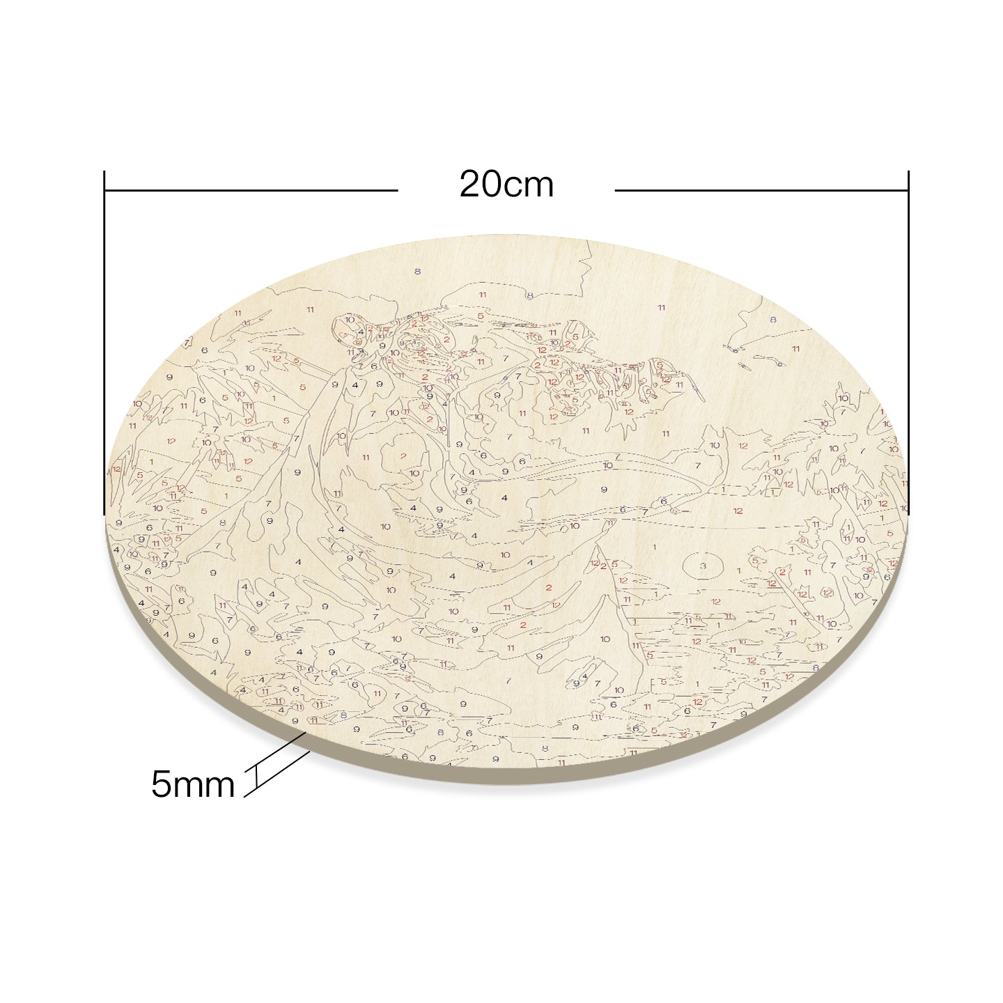 A powerful hippopotamus. Paint by numbers on Wood Slice.20cm.