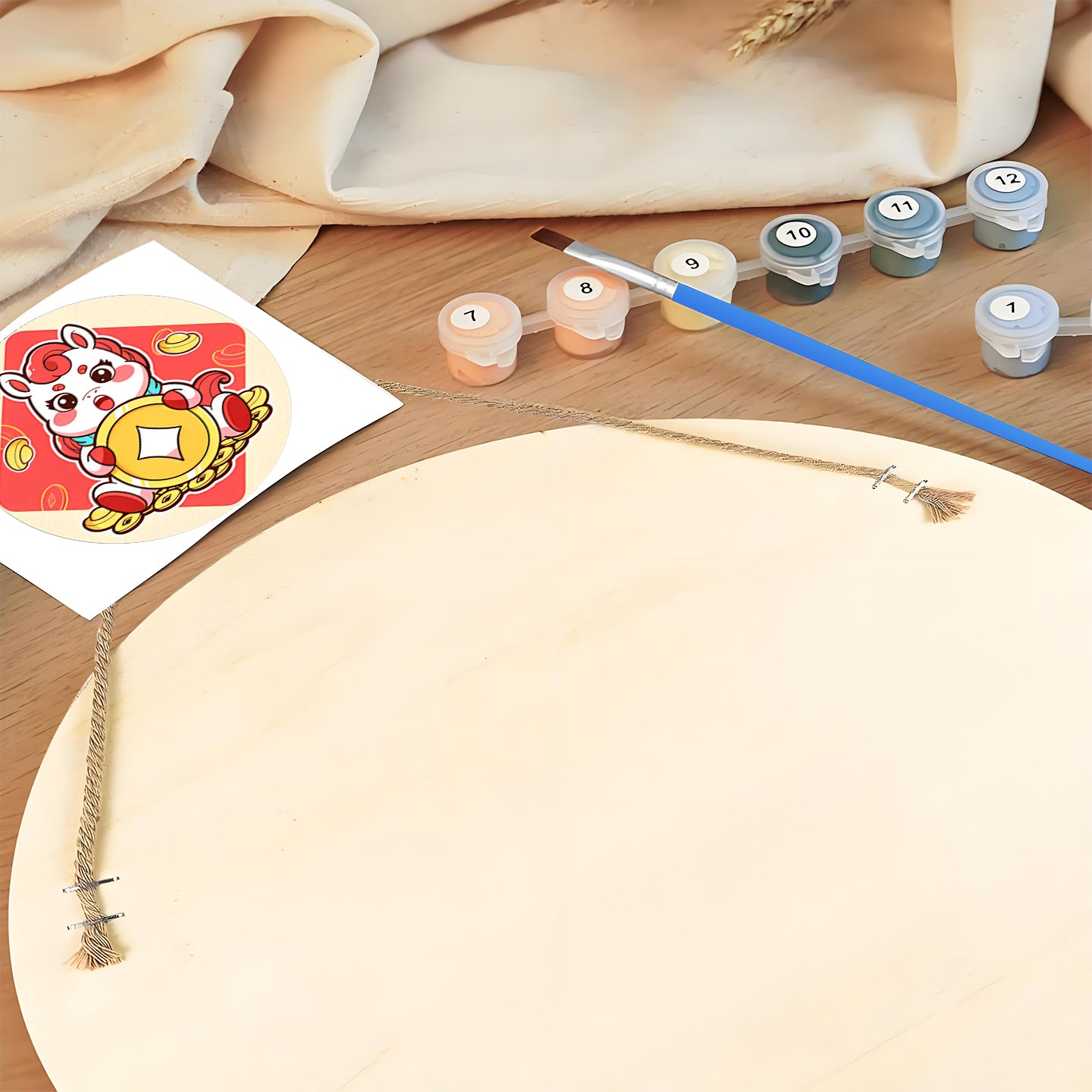 Pink Anime Dragon. Paint by numbers on Wood Slice.20cm