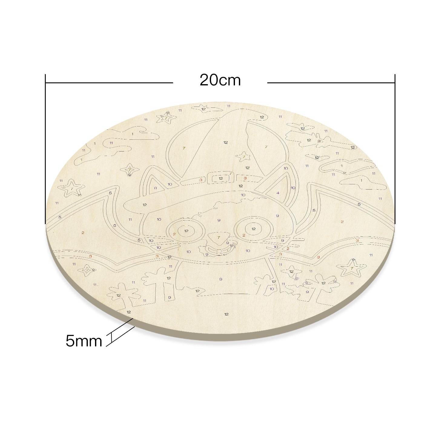 Halloween elves DIY. Paint by numbers on Wood Slice. 20cm.