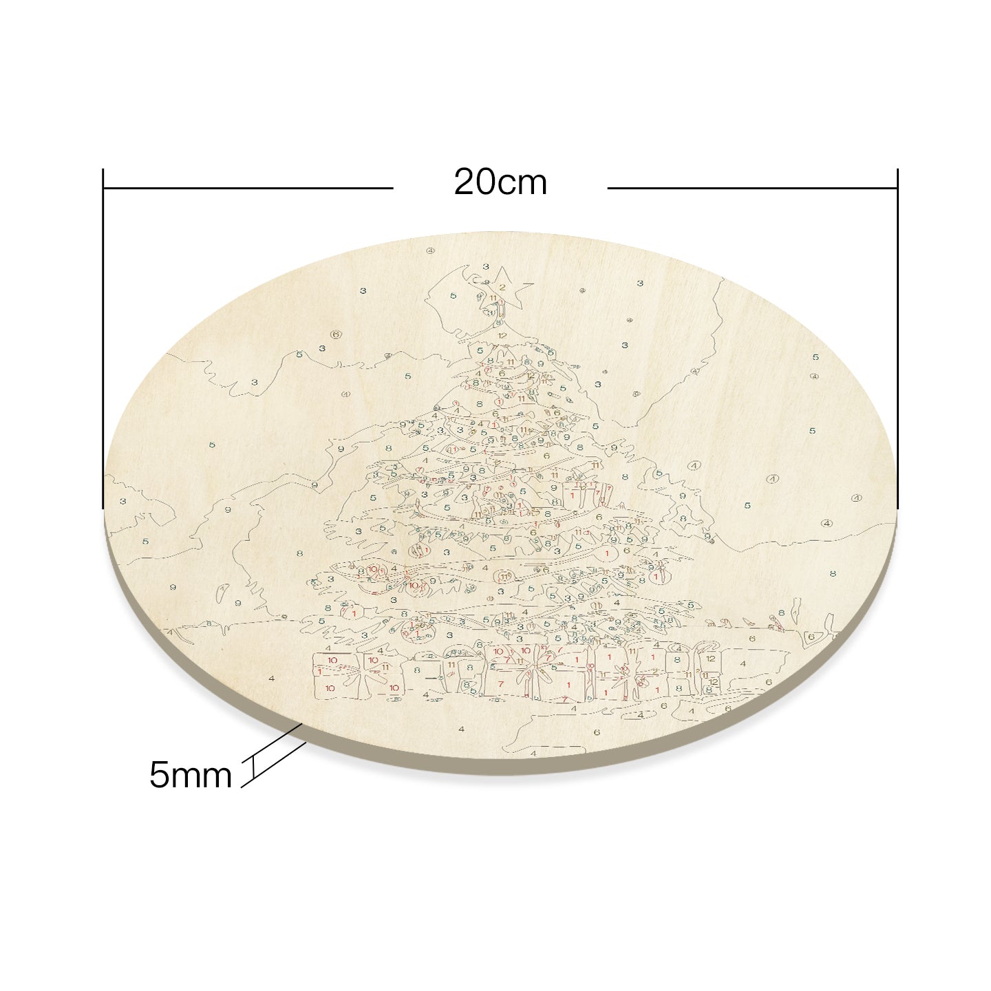 Christmas Tree DIY. Paint by numbers on Wood Slice.20cm