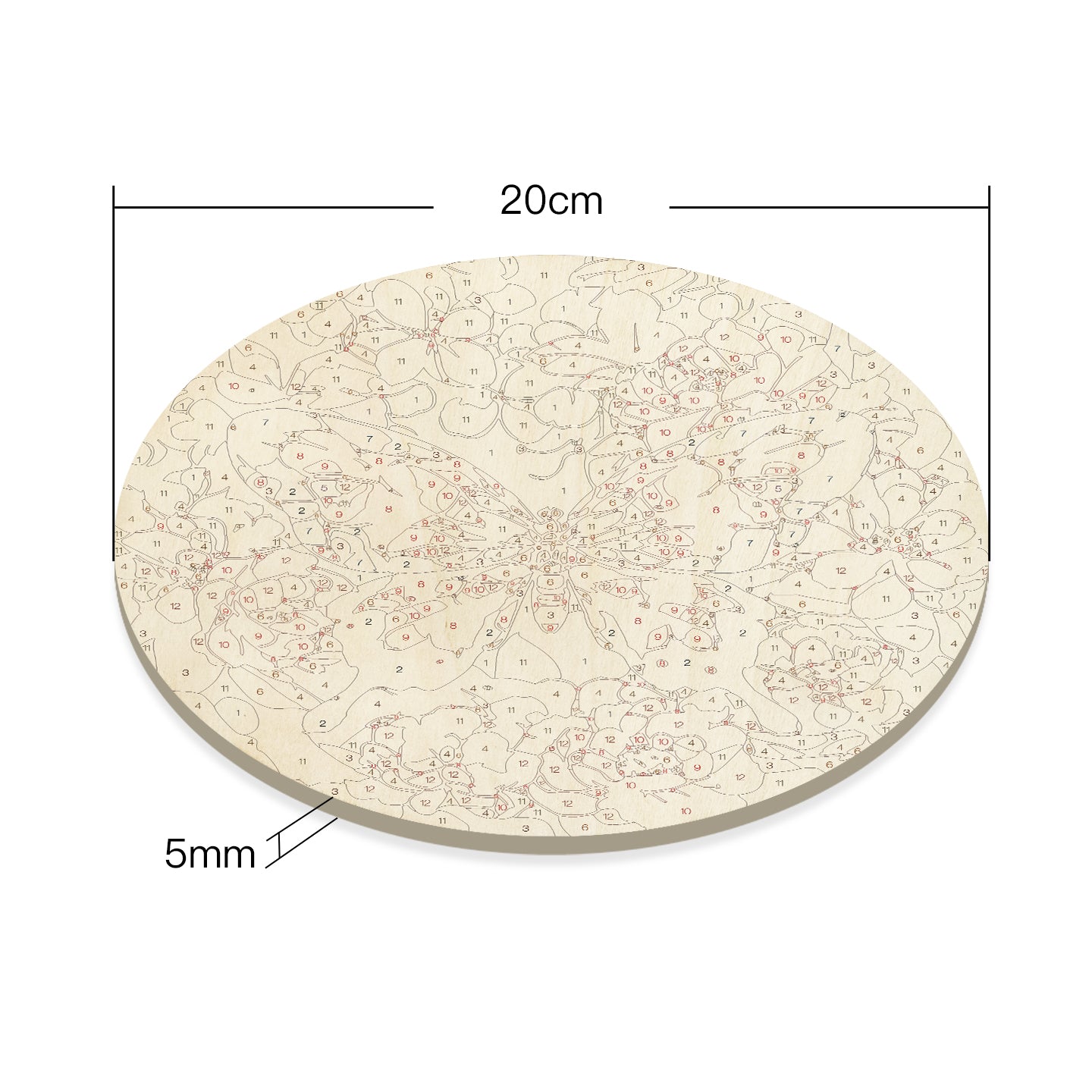 Pink Butterfly. DIY. Paint by numbers on Wood Slice.20cm