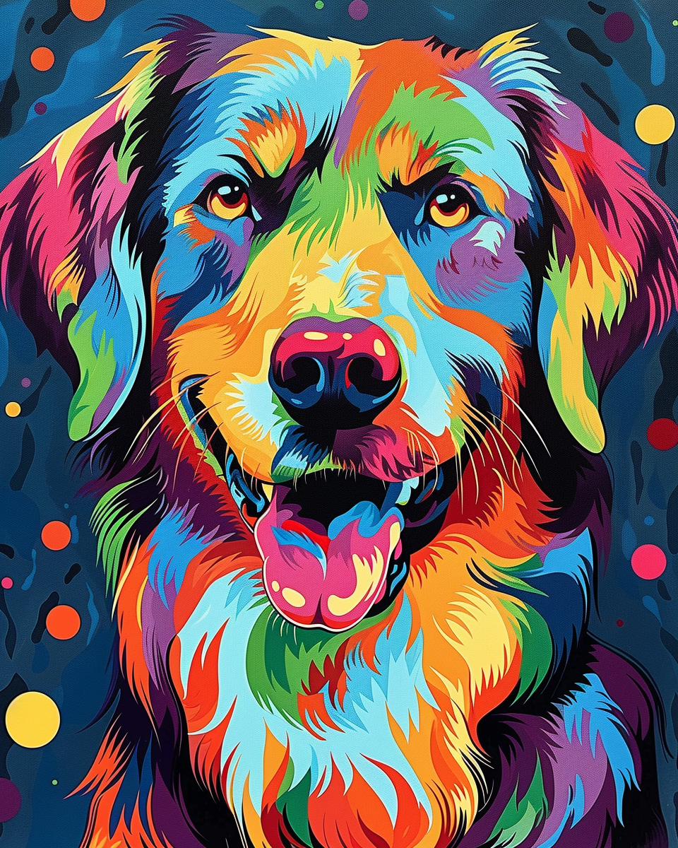 Psychedelic Dog I (Paint by Numbers)