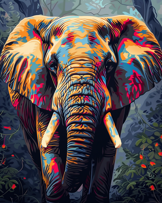 Psychedelic Elephant I (Paint by Numbers)