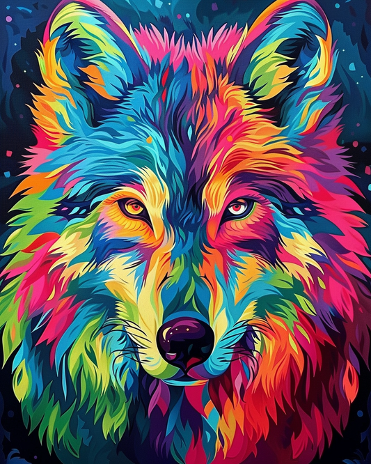 Psychedelic Wolf IV (Paint by Numbers)