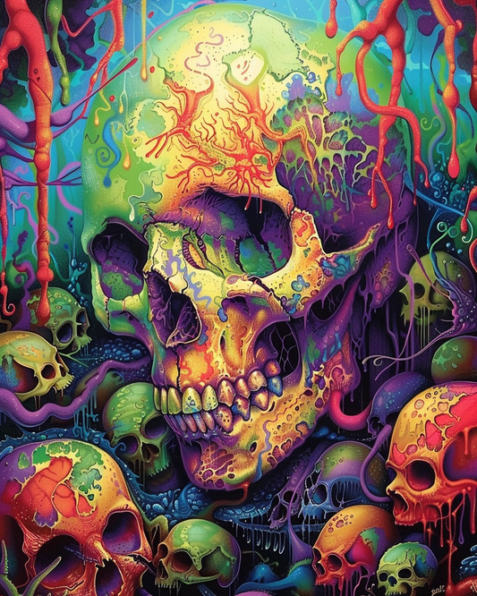 Wet and Wild Skull Psychedelia (Paint by Numbers)