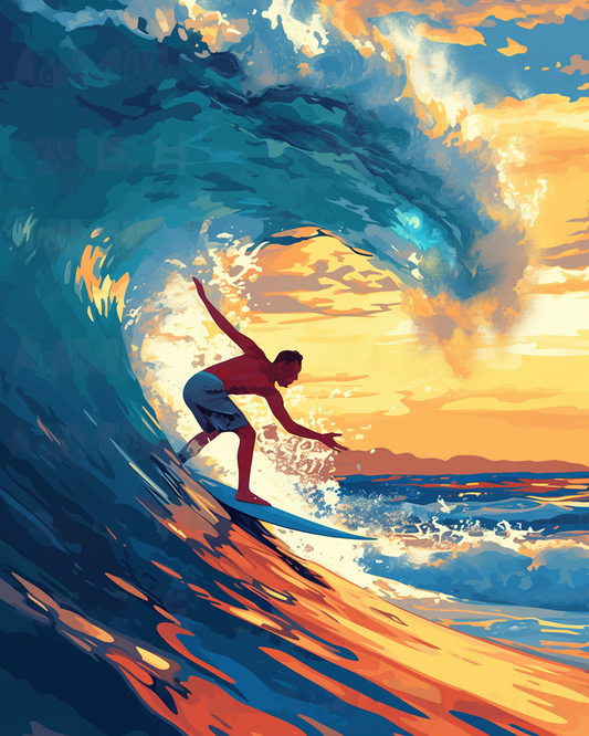 Big Wave Surfing Man