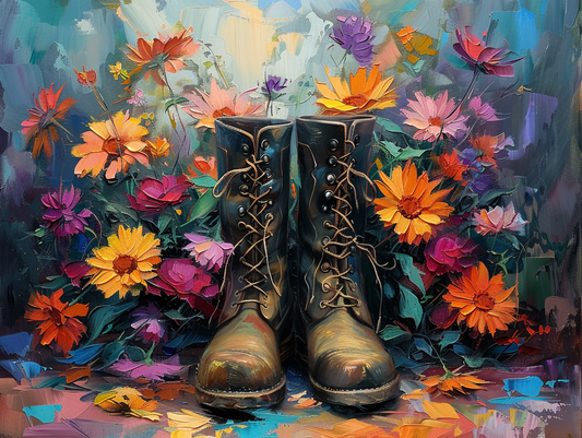 Boots with Flowers (Paint by Numbers)