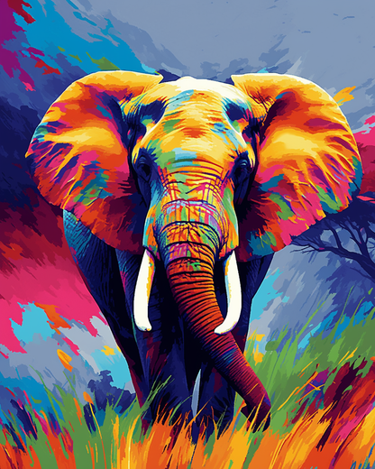 Colorful Abstract Elephant Paint By Numbers