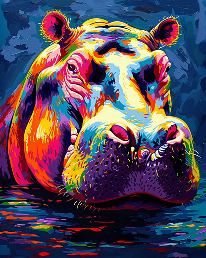 Colorful Abstract Hippo Paint By Numbers