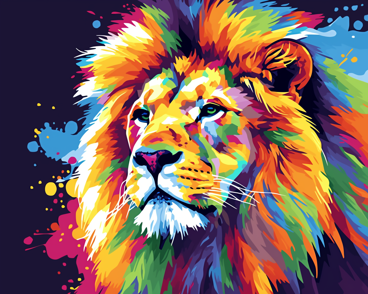 Colorful Abstract Lion Paint By Numbers