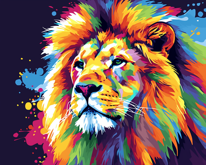 Colorful Abstract Lion Paint By Numbers