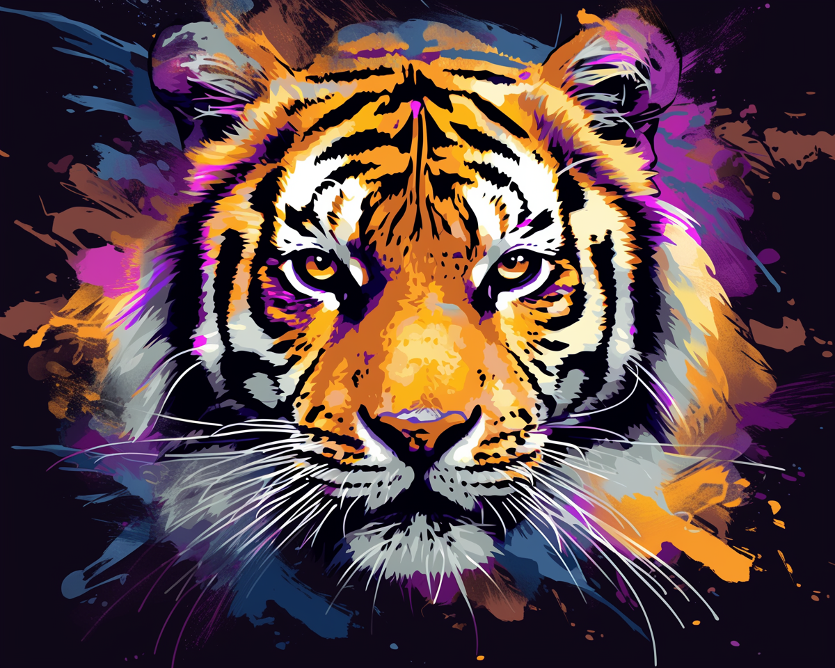 Colorful Abstract Tiger Paint By Numbers