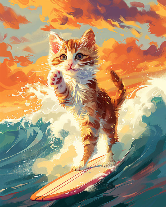 Cute Surfing Cat