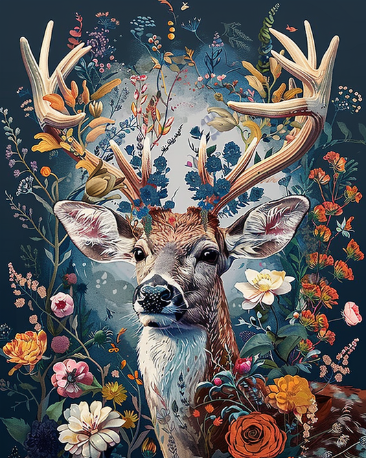 Floral Deer II  (Paint by Numbers)