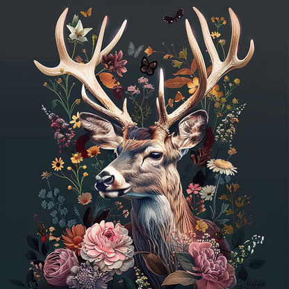 Floral Deer I (Paint by Numbers)