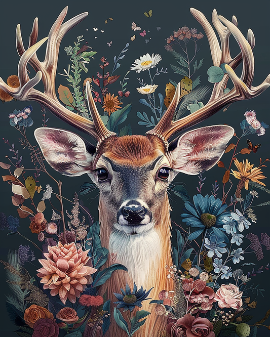 Floral Deer (Paint by Numbers)