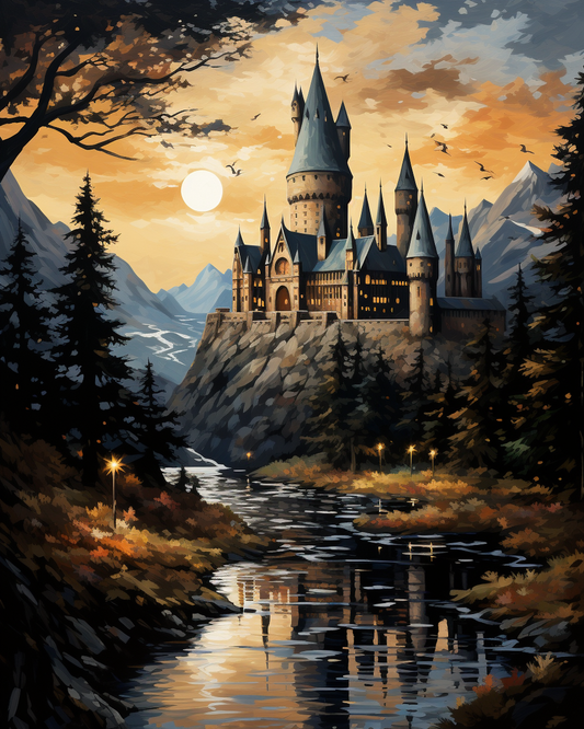 Hogwarts Castle At Sunset (Paint by Numbers)