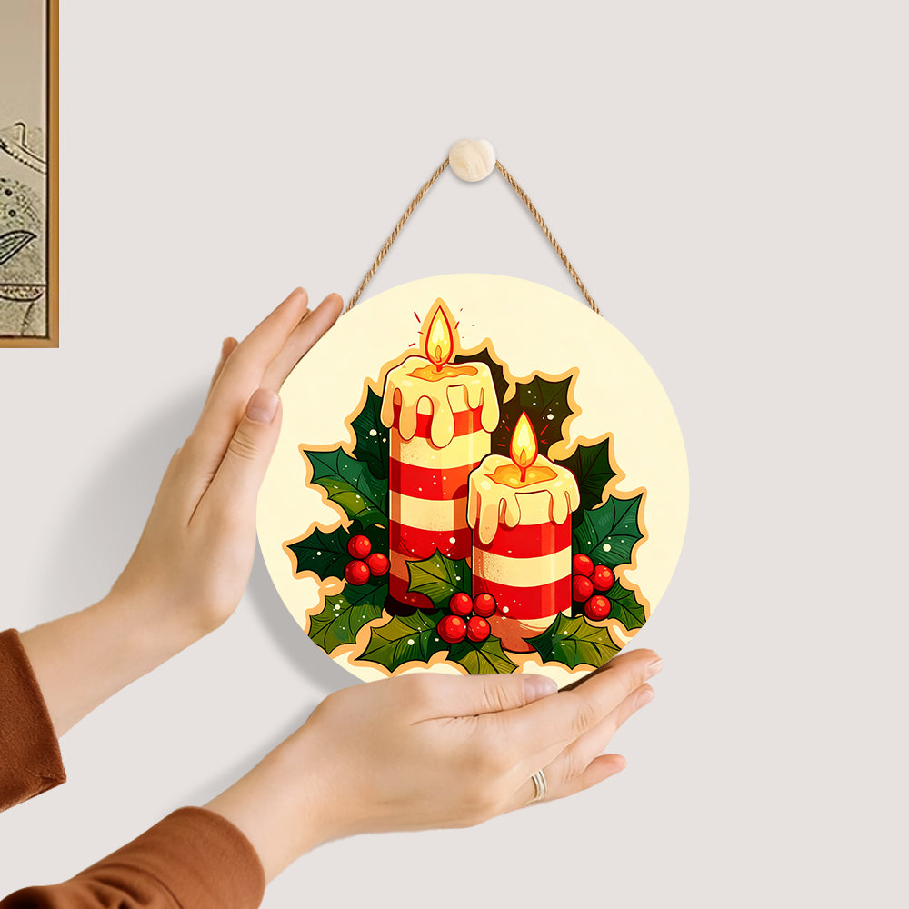 Christmas Candle DIY. Paint by numbers on Wood Slice. 20cm