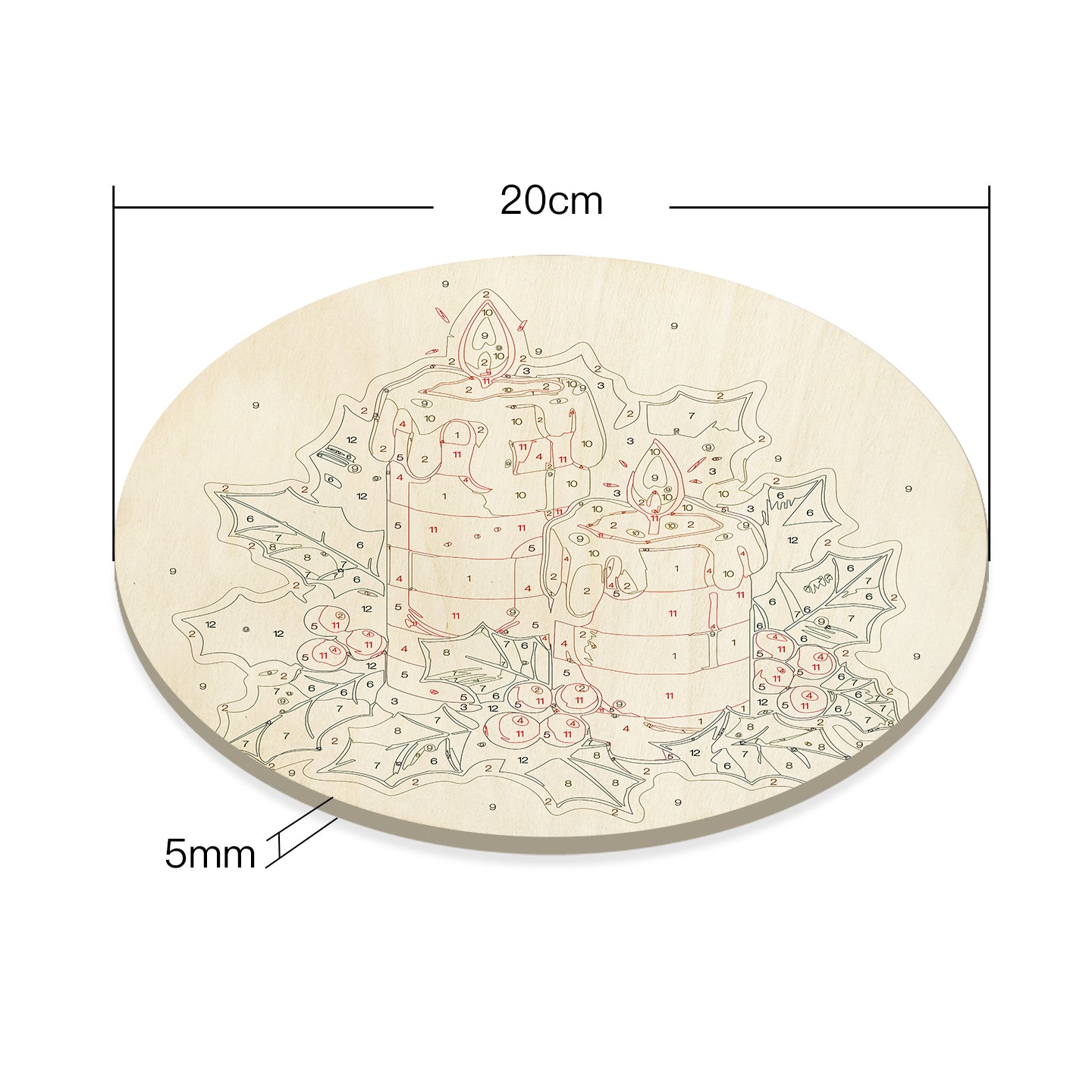 Christmas Candle DIY. Paint by numbers on Wood Slice. 20cm