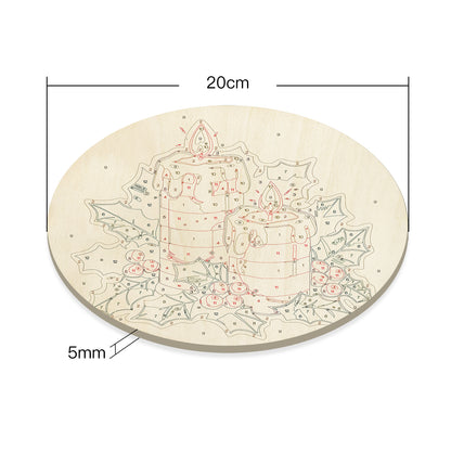 Christmas Candle DIY. Paint by numbers on Wood Slice. 20cm