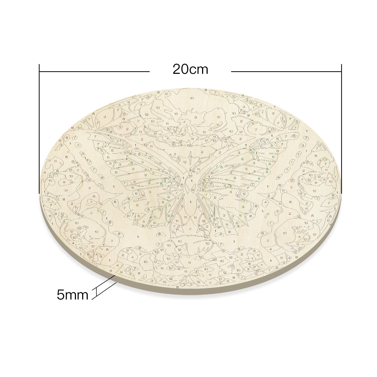 Enchanted Green Butterfly. Paint by numbers on Wood Slice.20cm