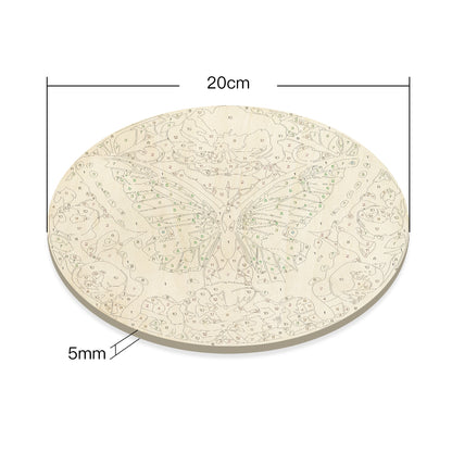 Enchanted Green Butterfly. Paint by numbers on Wood Slice.20cm