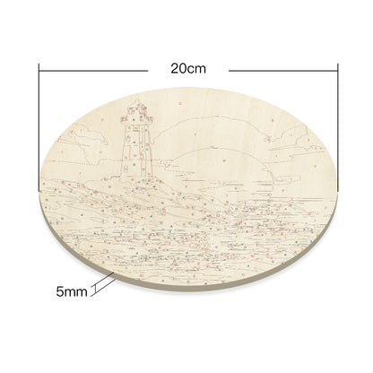 Lighthouse at Sea. Paint by numbers on Wood Slice.20cm.