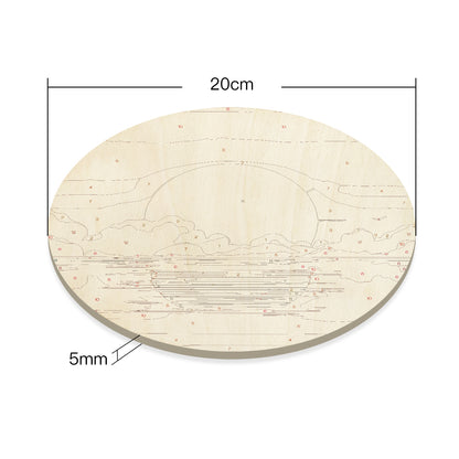 Sunrise over the sea DIY. Paint by numbers on Wood Slice.20cm.