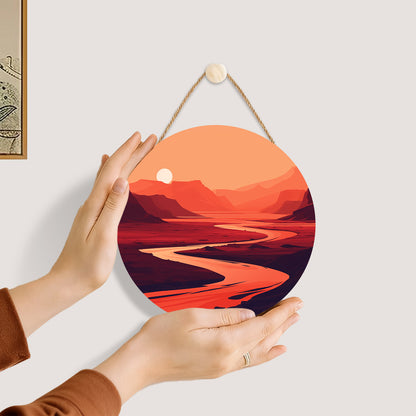 Mountain Landscape DIY. Paint by numbers on Wood Slice.20cm.