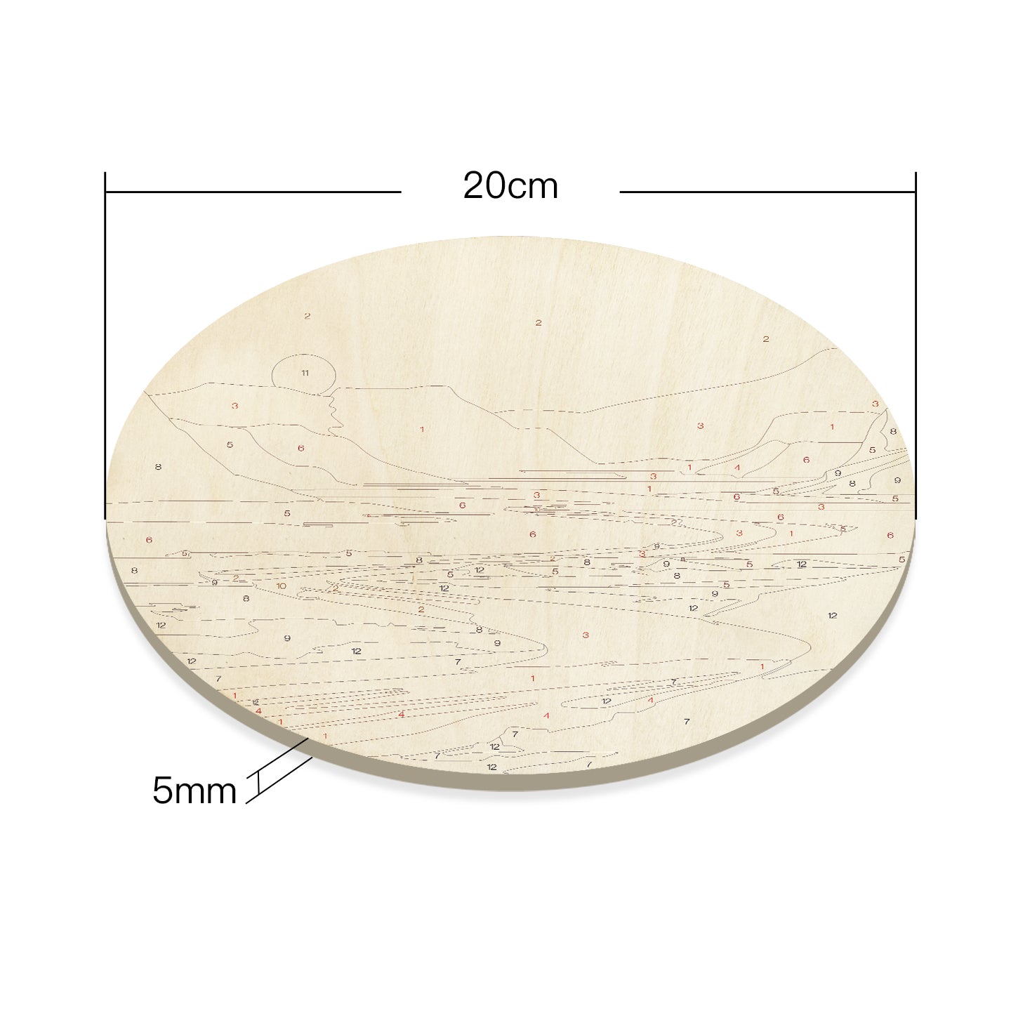 Mountain Landscape DIY. Paint by numbers on Wood Slice.20cm.
