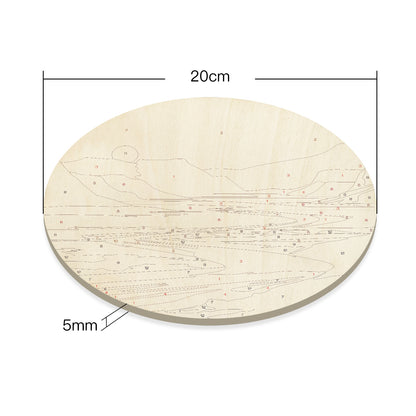 Mountain Landscape DIY. Paint by numbers on Wood Slice.20cm.