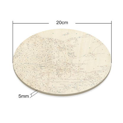 Fierce Leopard DIY. Paint by numbers on Wood Slice. 20cm.