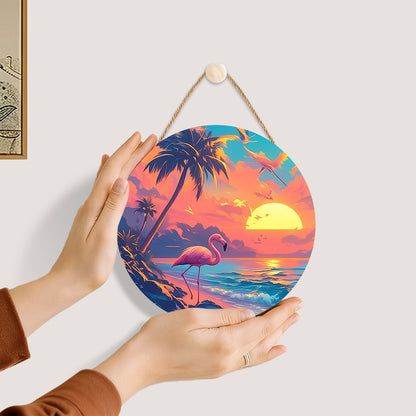 Red-crowned Crane DIY. Paint by numbers on Wood Slice.20cm.