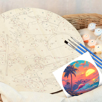 Red-crowned Crane DIY. Paint by numbers on Wood Slice.20cm.