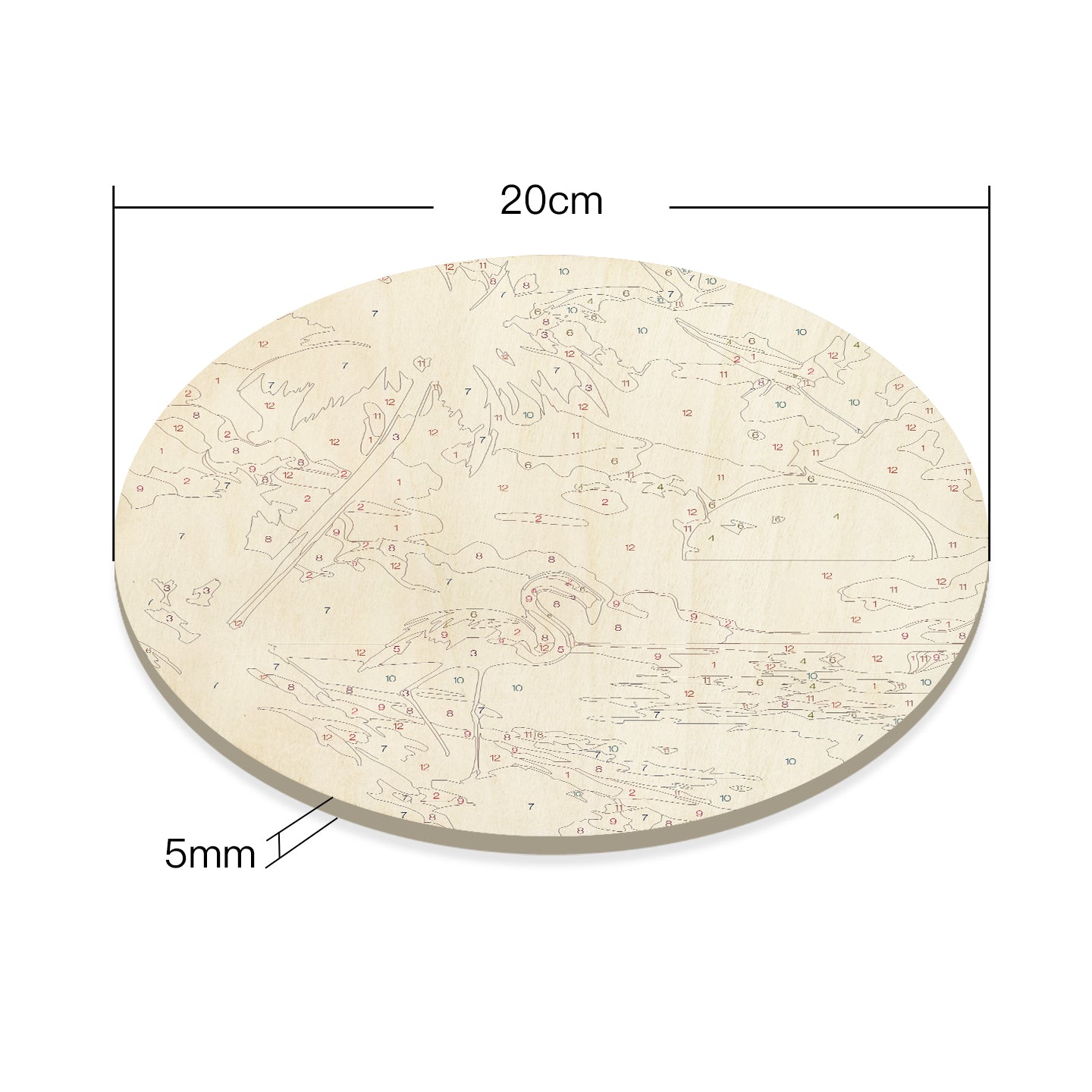 Red-crowned Crane DIY. Paint by numbers on Wood Slice.20cm.