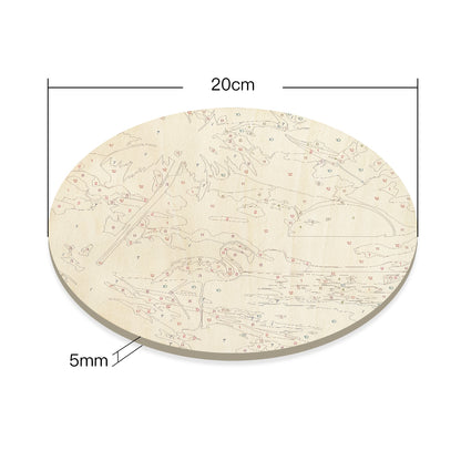 Red-crowned Crane DIY. Paint by numbers on Wood Slice.20cm.