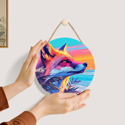 Cool European and American foxes. Paint by numbers on Wood Slice.20cm