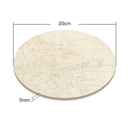 Cool European and American foxes. Paint by numbers on Wood Slice.20cm